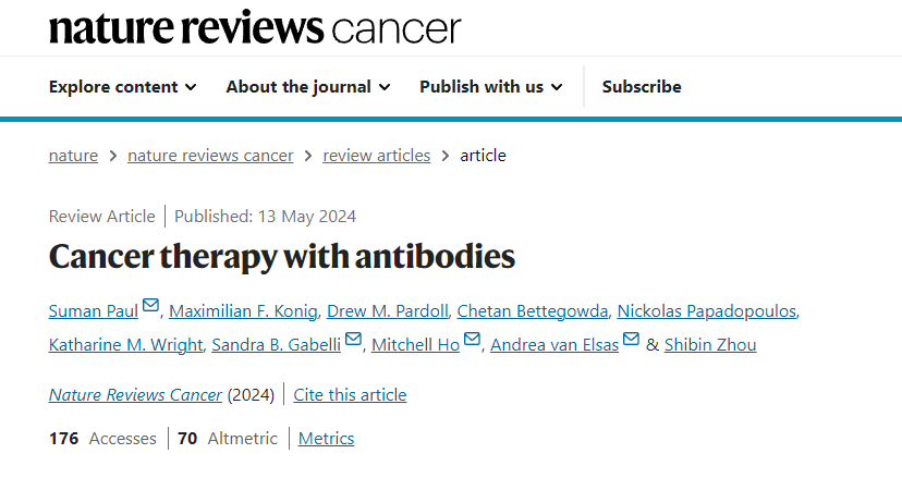 文献分享：抗体治疗癌症综述