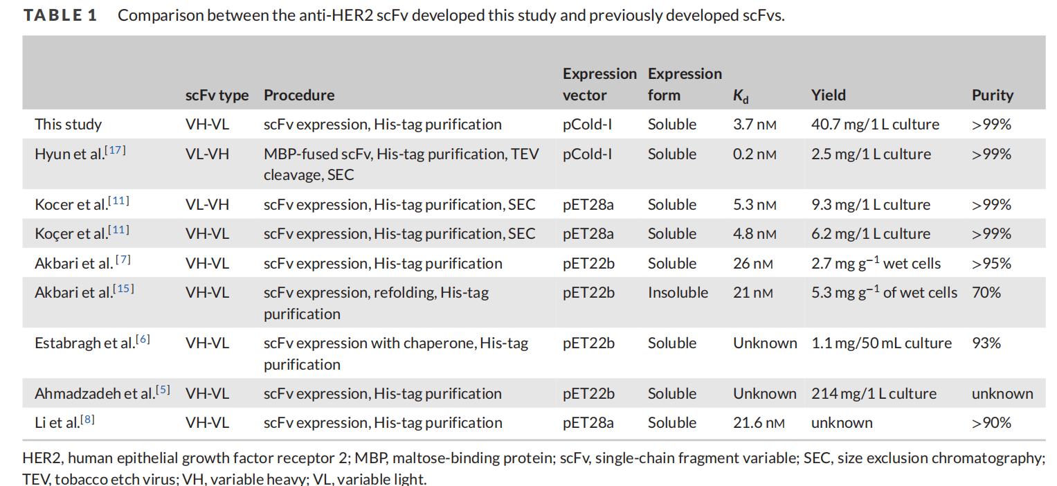 文献分享：scFv设计格式差异对其重组表达产率和纯度影响